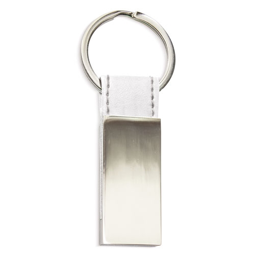 LLAVERO METALICO PIEL BLANCO