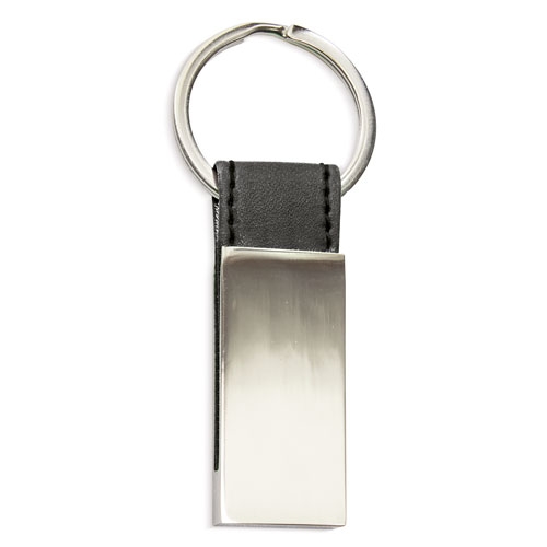 LLAVERO METALICO PIEL NEGRO