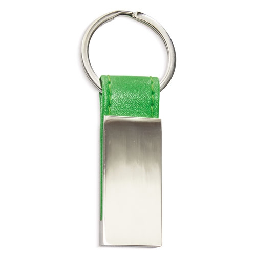 LLAVERO METALICO PIEL VERDE